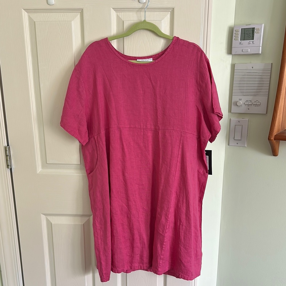 NWT Bryn Walker Pink Boxy Oversized 100% linen tunic, Size Large